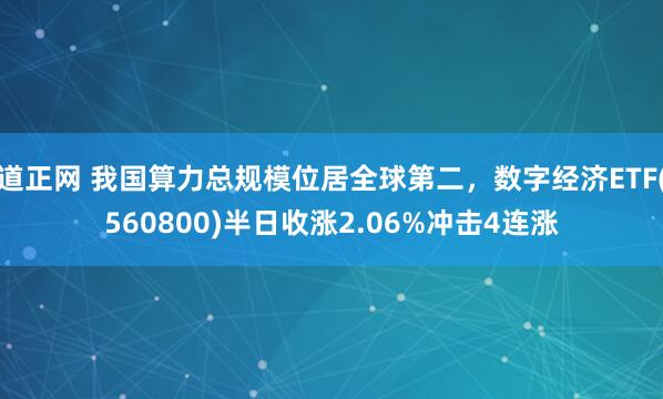 道正网 我国算力总规模位居全球第二，数字经济ETF(560800)半日收涨2.06%冲击4连涨